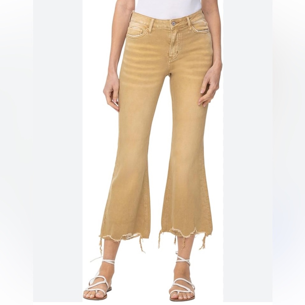 Vervet High Rise Flare Jeans Size 27 Raw Hem Khaki